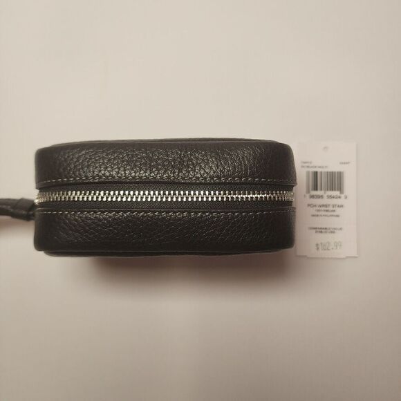 NWT COACH CW413 Pouch Wristlet With Star Print in Refine Pebble Leather Black - Picture 4 of 4